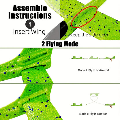 Foam Glider Airplane Toy for Kids – 17.5 Inch Large Throwing Foam Plane with 2 Flying Modes, 4 or 6 Pack | Best Outdoor Birthday Gift for Boys Ages 3-12