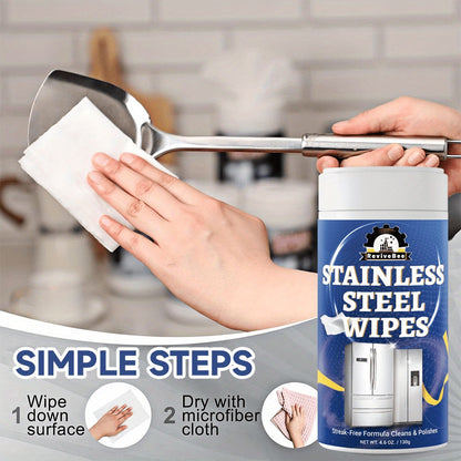 Stainless Steel Cleaning Wipes Kitchen 1 or 2 Barrel - Gentle Formula Safe for Hands, Quick Deep Cleaning of Stainless Steel Appliances Surfaces Sinks & Cookware, Streak-Free Kitchen Cleaning Wipes