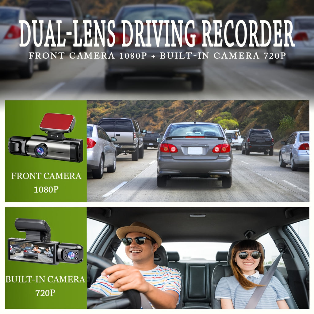 BCUOZ Dual Lens/Four Lens Car Additions 1080P Dashcam, 1080P Front And 720P Inside/Left/Rear Cameras, Adjustable Multi-Angle, 3.16-Inch Display, Infrared Night Vision, Wide Angle, Loop Recording, 12-24V Car Plug