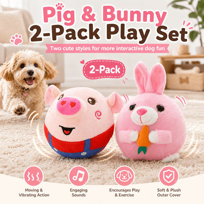 Electronic Bouncing Dog Toy with Animal Sound - USB Rechargeable Interactive Rolling Ball, Voice Recording & Music Mode, Washable Motion Sensor Toy for Small Medium Dogs & Puppies