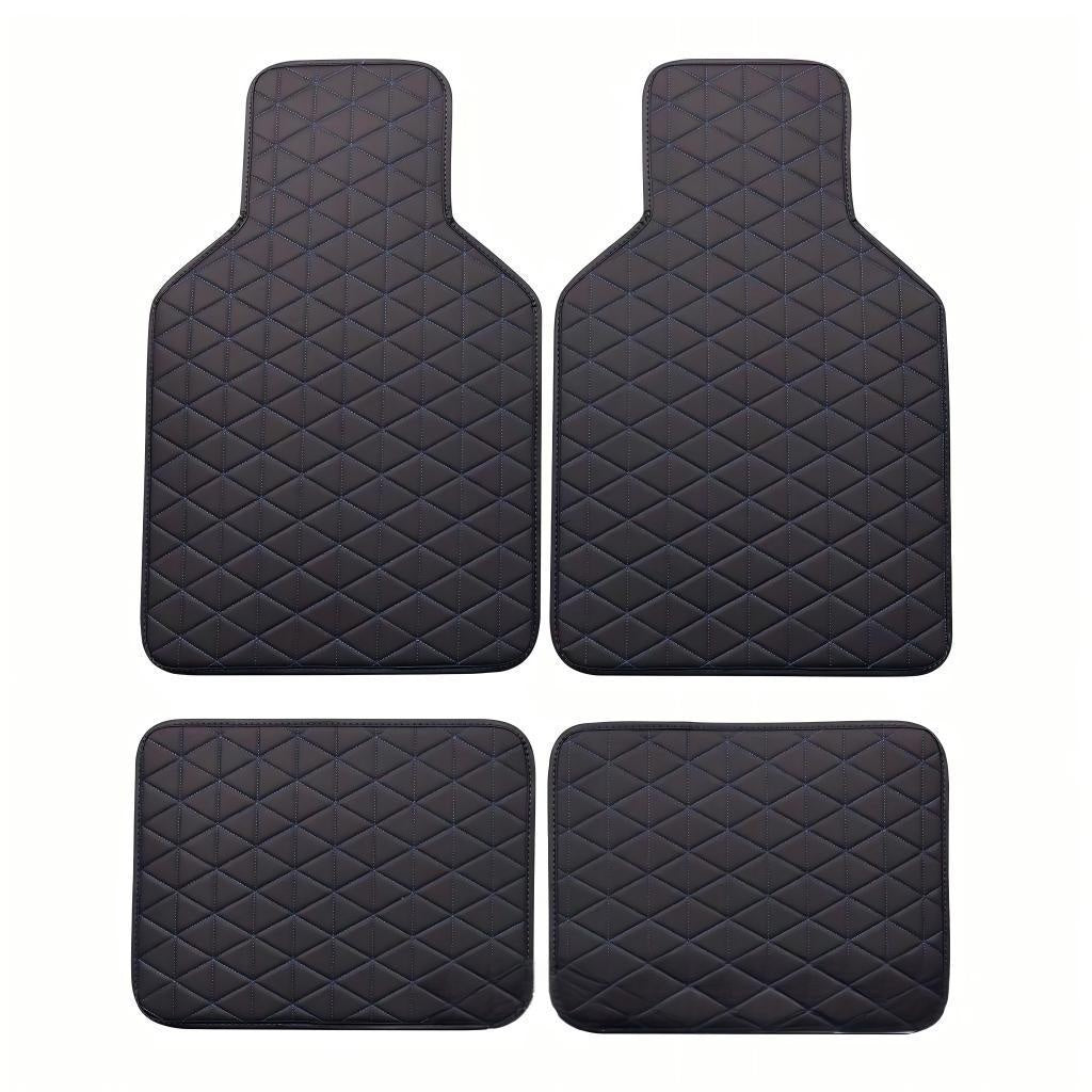 Universal PU Leather Car Floor Mats 4Pcs Set, Non-Slip Backing Waterproof Auto Floor Liners For Cars, SUV, Sedan, Truck, Van, Black