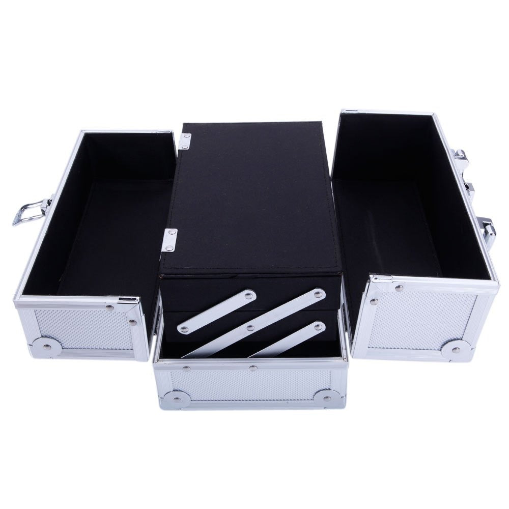 Aluminum Makeup Train Case with Wheels Large Capacity Lockable Cosmetic Trolley Organizer Adjustable Dividers Retractable Handle for Makeup Artists Salon Travel Black Silver Pink Beauty Gift