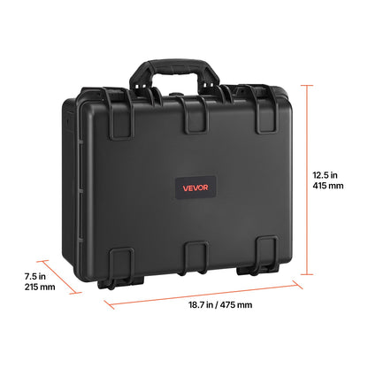 Hard Gun Case with Modular XPE Foam Interior – Heavy Duty Pistol Storage Box with Metal Hinges, 4 Lock Holes & Pressure Valve, Fits Glock & 6 Magazines, 18.7x12.5x7.5 in