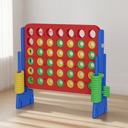 Height Adjustable Giant Connect 4 Game 33–37 Inch – Jumbo 4-in-a-Row Outdoor Yard Game with Quick Release Slider for Teens, Adults & Families, Indoor Outdoor BBQ Birthday Party Tailgate Game Set, Blue Red