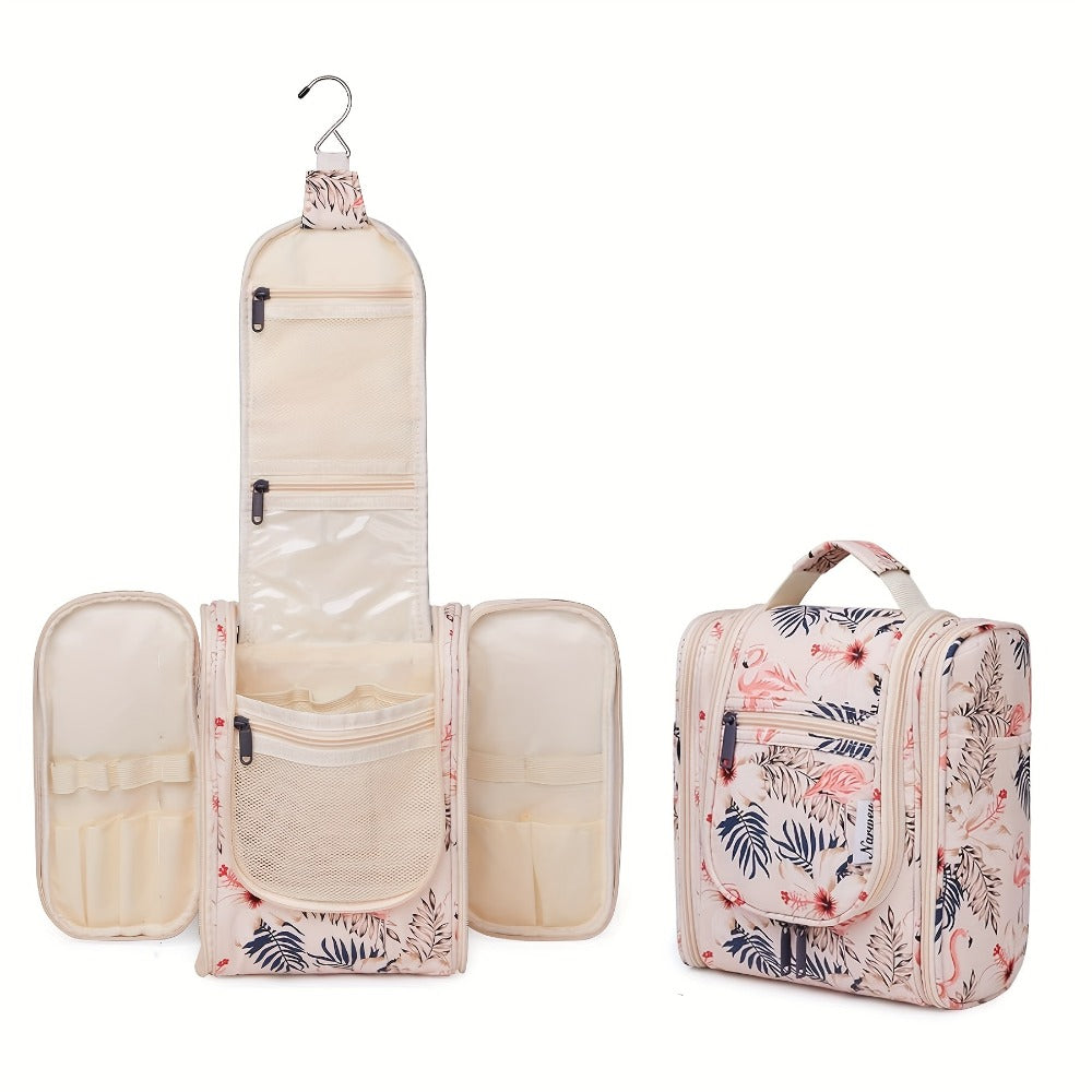 Hanging Toiletry Bag for Women Large Capacity Travel Makeup Organizer Bag with Hook Multi-Compartment Waterproof Cosmetic Pouch 16 Prints for Cruise Gym