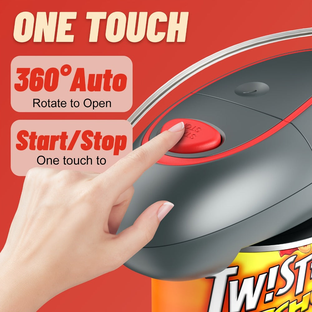 Electric Can Opener One Touch Automatic – Smooth Edge Safety Cut, Hands-Free Operation, Portable Cordless Design for Kitchen & Outdoor, Easy for Seniors & Arthritis Sufferers