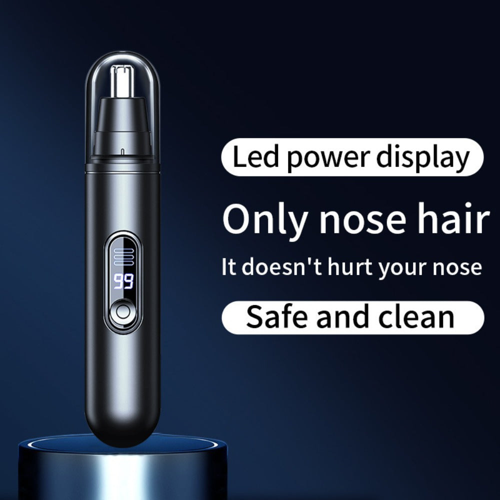 Nose Hair Trimmer Electric Painless 3-in-1 USB Rechargeable with LED Display – Trims Nose Ear Hair Eyebrows Waterproof Grooming Device for Men Women