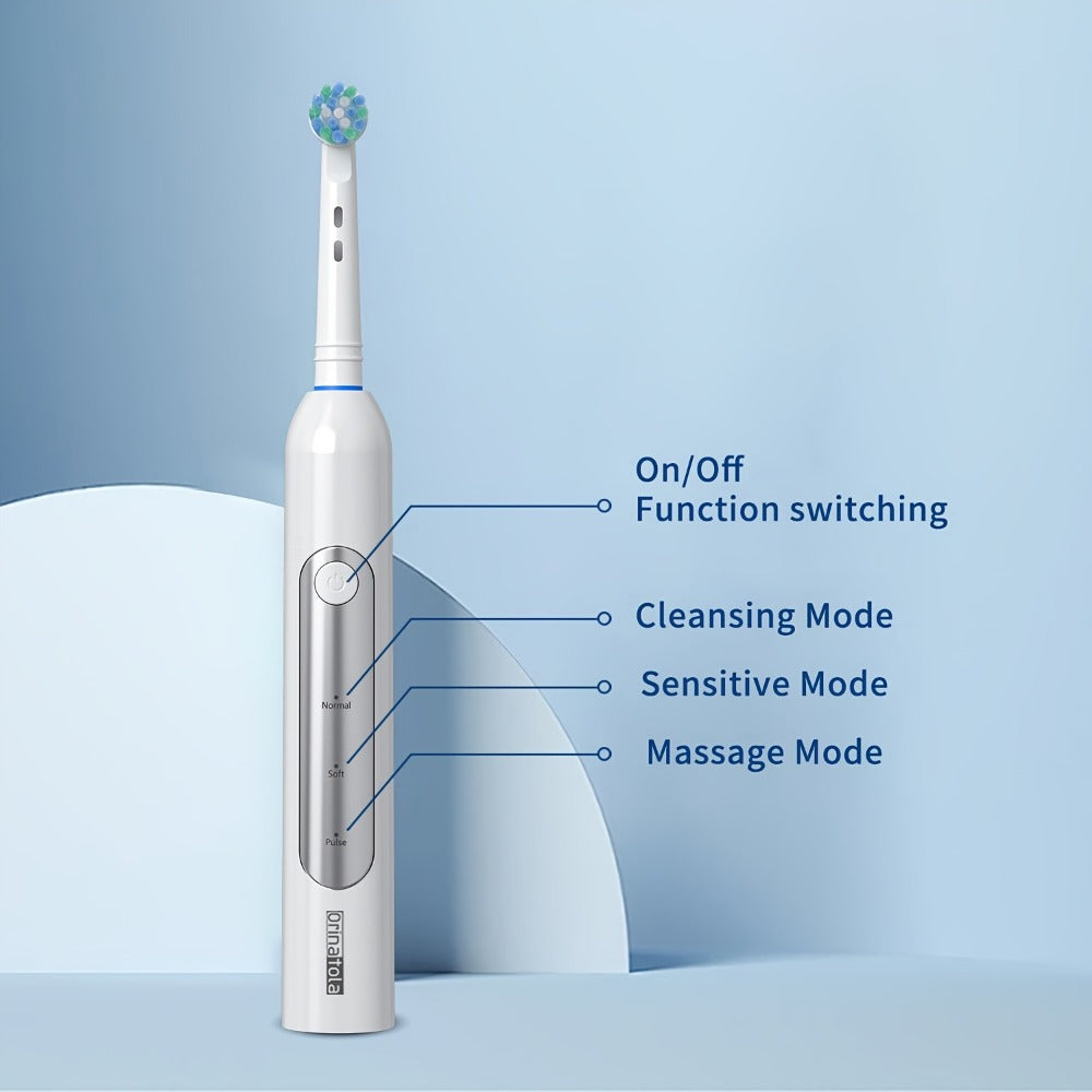 Rotating Electric Toothbrush with 8 Replacement Heads – Wireless Induction Charging, 3 Cleaning Modes, IPX7 Waterproof, Oral Care Gift for Family, Friends & Parents – Blue, Purple, Black