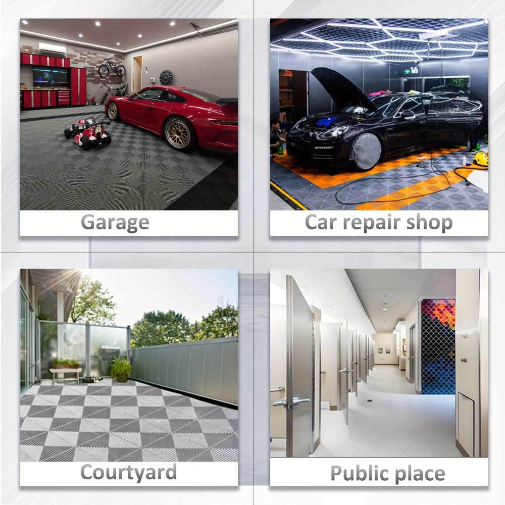 Interlocking Garage Floor Tiles 20-Pack - 16"x16" Drainage Floor Mat, Non-Slip PP Tiles for Garage, Car Wash, Basement & Pool | 41.3 Sq Ft Coverage
