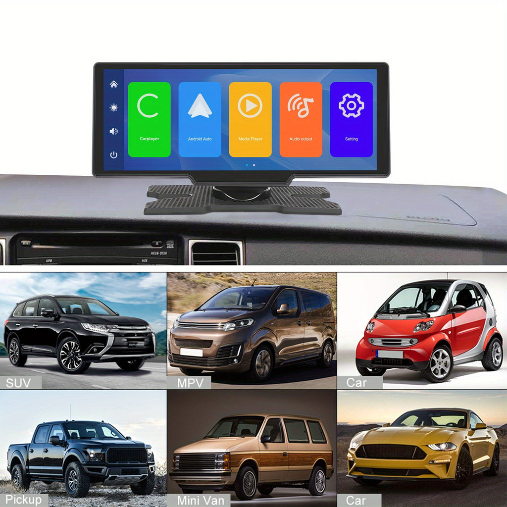 10.26 Inch IPS Portable with Wireless Carplay Android Car Recorder Screen, 7-32V Touchscreen with Voice Assistant/ FM Transmitter/ AUX/ GPS Navigation/ Airplayer +1080P Backup Camera As a Christmas Gift.