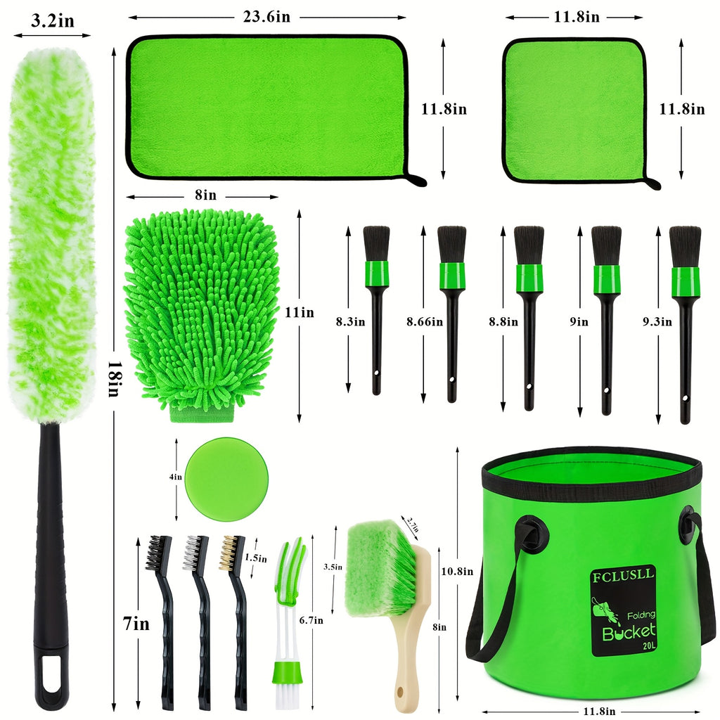FCLUSLL 17/24/29/32/35pcs Car Cleaning Kit, Including Portable Vacuum Cleaner, Windshield Cleaning Tool, Car Drill Brush Set, Interior Brush Set, Full Interior Care Set, Cleaning Set, Holiday Gift for Family And Friends