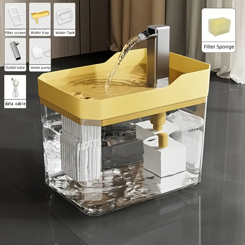 Cat Water Fountain Automatic USB Rechargeable – Ultra-Quiet Smart Pet Water Dispenser with Continuous Cycling Flow, No Battery Required, for Cats & Dogs (White / Black / Yellow)