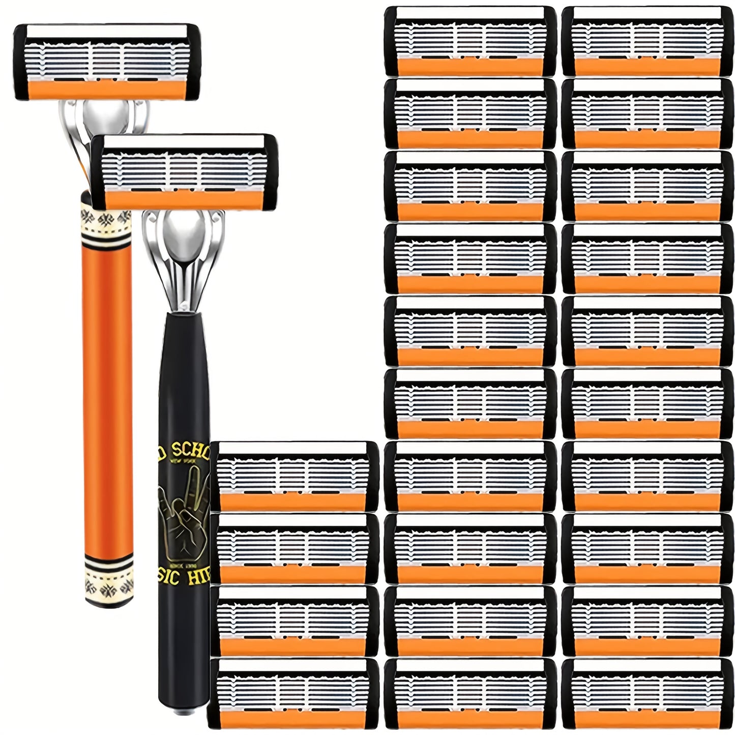 Double Edge Safety Razor Set for Men with 2 Handles & Stainless Steel Replacement Blades — Barber-Quality Close Shave Manual Shaving Kit, Reusable Eco-Friendly Razor, 24/36/54/72 Blade Options