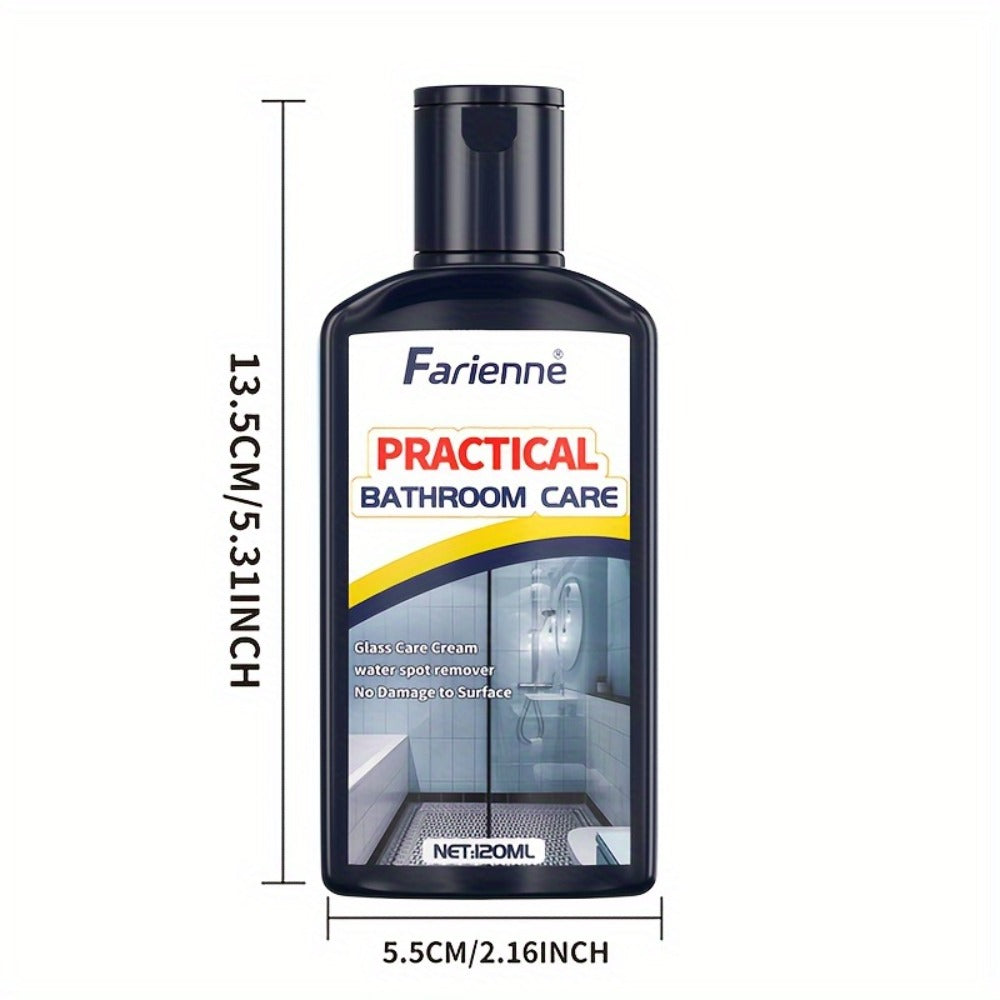 Bathroom Glass Restoration Paste 120g – Removes Water Stains, Soap Scum & Hard Water Deposits from Shower Doors, Tiles & Metal Surfaces, Restores Clarity & Bright Finish, Includes Free Sponge