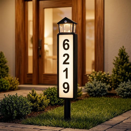 Solar House Number Light Outdoor Waterproof IP44, LED Address Sign Wall Lamp with Light Sensor, 3 Lighting Modes, Auto On/Off Dusk to Dawn, Retro Bronze & Black