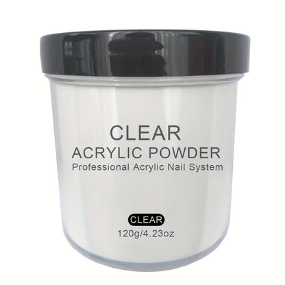 Acrylic Nail Powder 4oz Professional Polymer Powder Clear Pink White Nude Colors for Nail Extensions 3D Nail Art Sculpting & Overlay - No Lamp Required DIY Home Salon Formula