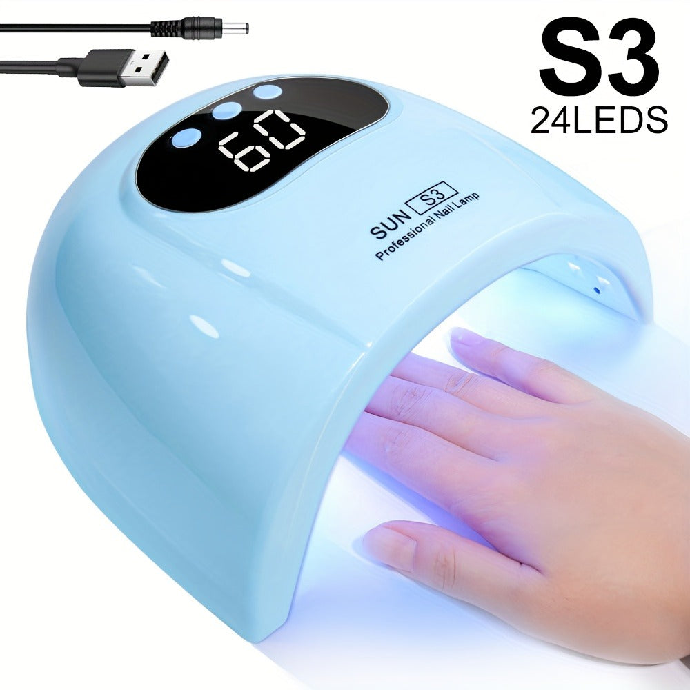 Gel Polish Curing Light USB Nail Dryer Lamp with LCD Display - Professional Nail Art Drying Lamp for All Gel Polish Manicure Pedicure Home Salon Tool, Pink White Blue