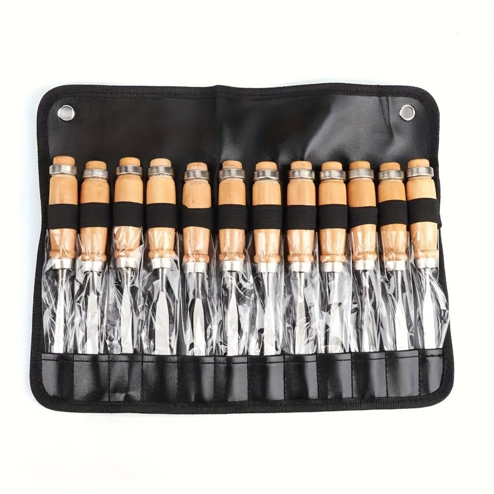 Wood Carving Chisel Set 12 & 24-Piece – Professional Beech Wood Handle Woodworking Chisels, Detail Carving Hand Tools for Beginners & Experts, Ideal Woodworker Gift