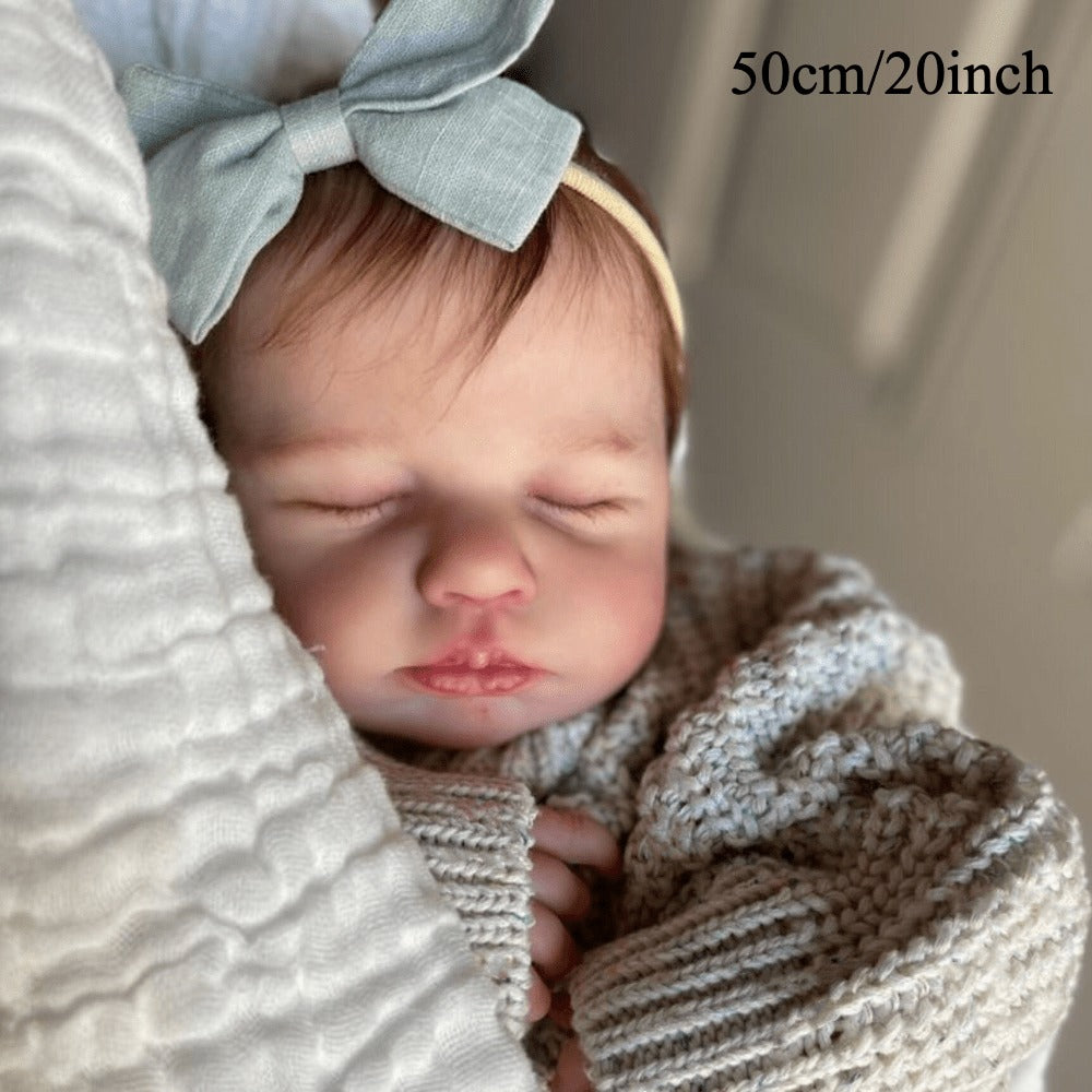 3D Skin Cloth Body Reborn Baby Doll 20 Inch Visible Veins Hand-Rooted Hair Sleeping Newborn Soft Vinyl Limbs ASTM Certified – Lifelike Huggable Baby with Clothes Pacifier Bottle Gift for Kids Birthday Christmas