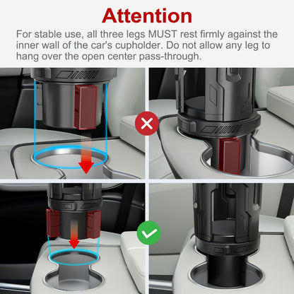 Car Cup Holder Expander Adjustable Auto-Expanding Insert | Fits 12-64 oz Cups Bottles Mugs | Universal Vehicle Cup Holder Adapter No-Tool Install Sturdy Travel Car Interior Accessory