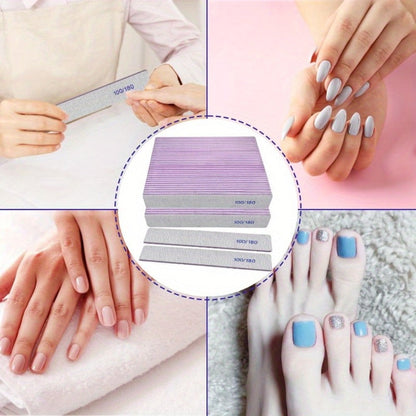 Emery Boards Nail Files 50 Pack 100 180 Grit Double Sided Professional Fingernail Filer Set Reusable for Natural Acrylic Gel Nails Manicure Salon Home Use