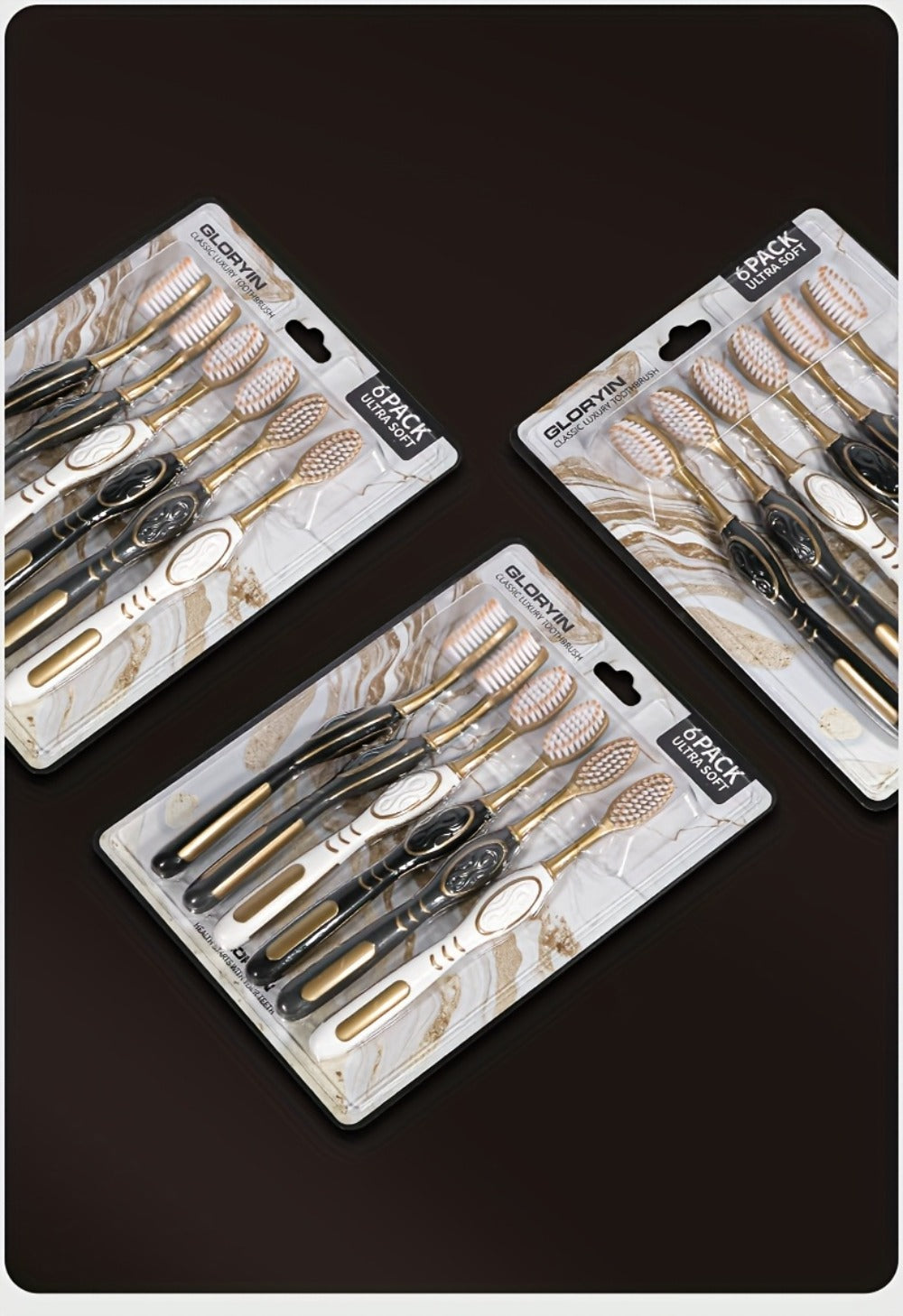 Gloryin Soft Bristle Toothbrush Set Anti-Slip Olive Handle Full Size Head Gentle Gum Care Daily Oral Hygiene for Adults Couples Household Travel 6pcs 12pcs Value Pack