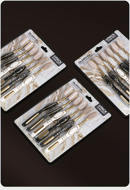 Gloryin Soft Bristle Toothbrush Set Anti-Slip Olive Handle Full Size Head Gentle Gum Care Daily Oral Hygiene for Adults Couples Household Travel 6pcs 12pcs Value Pack