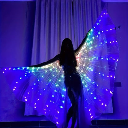 LED Feather Dance Costume Glowing Luminous – Light Up Belly Dance Performance Dress for Women Halloween Christmas Mardi Gras Rave Stage Show White Purple Warm White
