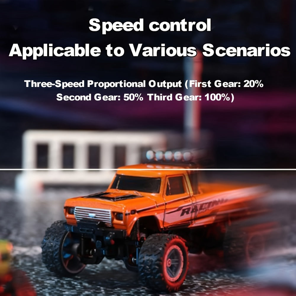 Mini RC Car 1/64 Scale High-Speed Off-Road Monster Truck – 2.4GHz Alloy Die-Cast Remote Control Car with Shock Absorber, All-Terrain Climbing RC Toy Gift for Kids Adults Boys