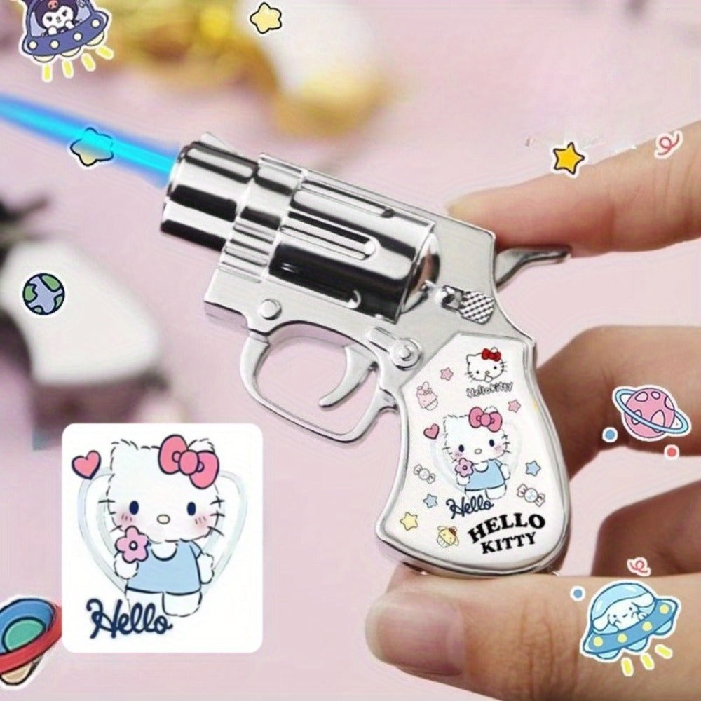 Cute Cartoon Lighter with Keychain – Sanrio Hello Kitty & Kuromi Mini Windproof Flame Lighter, Portable Blue Fire Lighter for Cigarettes, Creative Kawaii Gift Idea, No Battery Required (Butane Not Included)