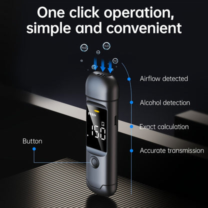 USB Rechargeable Breathalyzer with LCD Display – Portable Personal Alcohol Tester, 200mAh Battery, Multi-Person Continuous Testing, Safe Driving Breath Analyzer