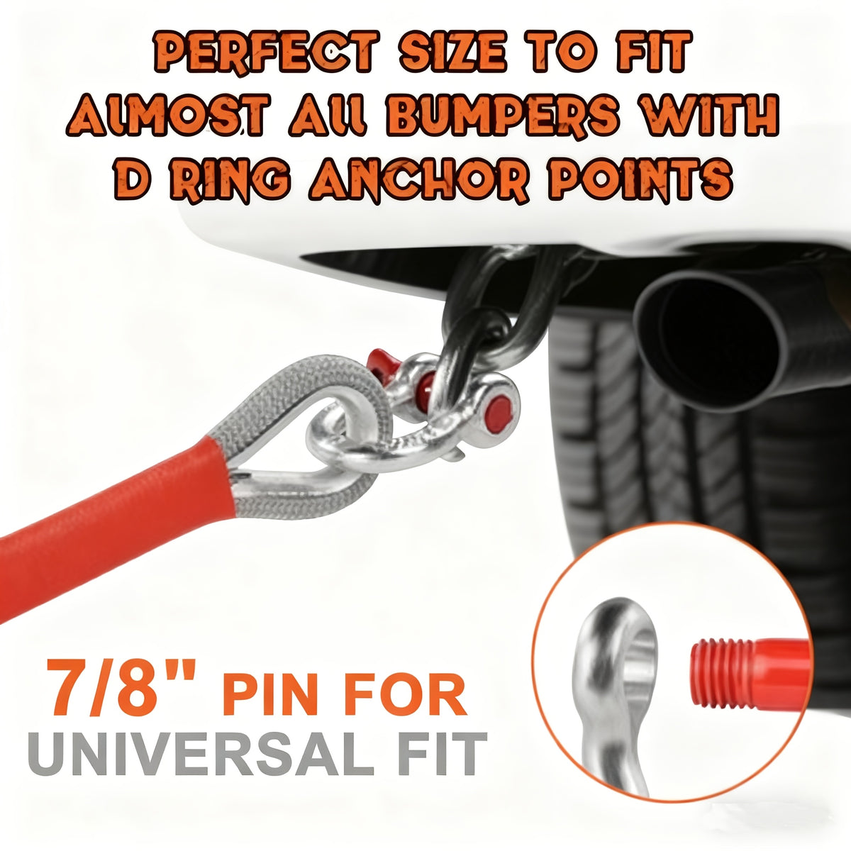 Heavy Duty Recovery Tow Rope, 7500 LBS Break Strength | Emergency Tow Rope for Truck, for Jeep, ATV & More, Towing Strap with 2pcs D Ring Shackles, Reflective Safety Flag, Storage Bag, Durable Polyamide Material