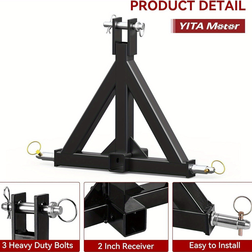 3 Point Trailer Hitch Tow Drawbar 2" Adapter Attach For Category 1 Tractor Drawbar Adapter for Kubota, BX, LM25H, WLM Tractor, NorTrac, Yanmar, Kioti