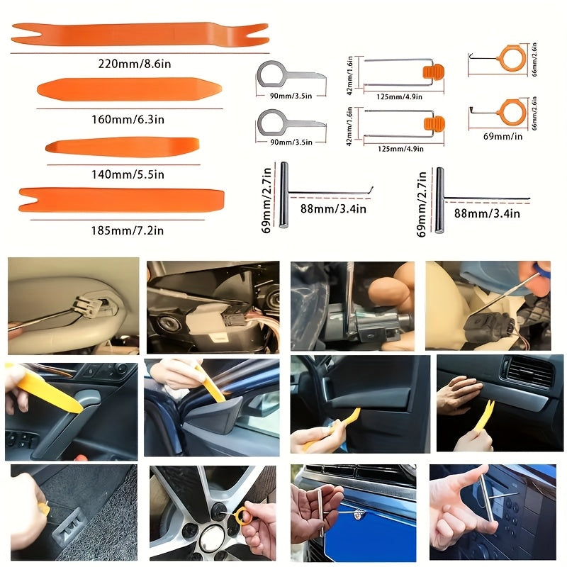 725pcs Automotive Fastener Clip Body Push Pin Rivet Bumper Door Trim Panel Fastener Kit Car Disassembly Tool, Emergency Preparedness Supplies Car Emergency Kit, Roadside Safety Tool Kit with Gloves, First Aid Kit, 12-Foot Jumper Cables, Tow Strap