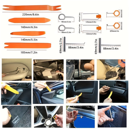 725pcs Automotive Fastener Clip Body Push Pin Rivet Bumper Door Trim Panel Fastener Kit Car Disassembly Tool, Emergency Preparedness Supplies Car Emergency Kit, Roadside Safety Tool Kit with Gloves, First Aid Kit, 12-Foot Jumper Cables, Tow Strap