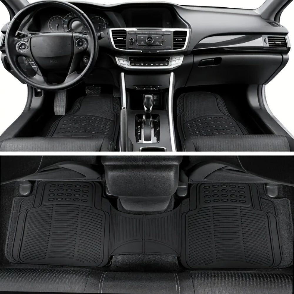 Car Floor Mats 3pcs PVC – Non-Slip Waterproof Anti-Skid Floor Mat Set, Easy Wipe-Clean, Universal Fit for Sedan & SUV, Durable Black Car Interior Mat