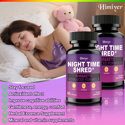 Night Time Fat Burner for Women — Shred Mask Capsules with Caffeine, Goji Berries & Dandelion Root | Overnight Metabolism, Sleep Support & Antioxidant Defense | Women's Weight Loss Supplement | 1 or 3 Pack