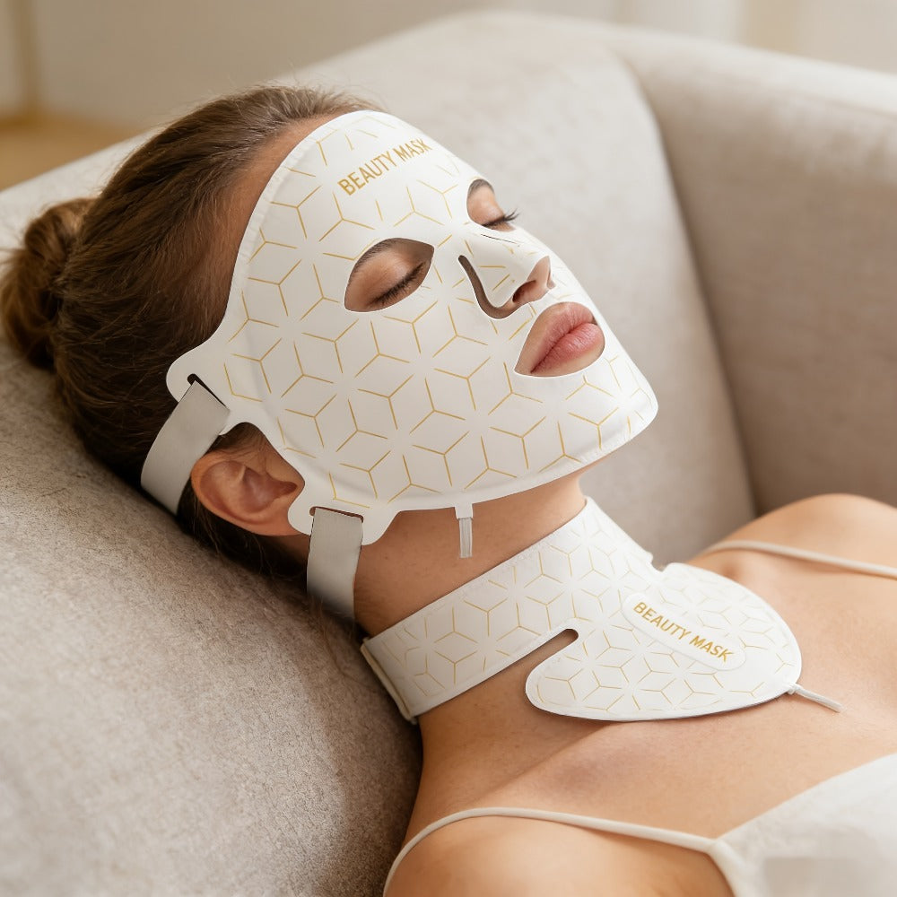 LED Face Mask – 7-in-1 Red Light Therapy for Face & Neck, 93+80 LED Beads, Separate Silicone Applicator, 1800mAh Rechargeable, Adjustable Color Brightness & Timer, Anti-Aging Skin Care Gift for Women