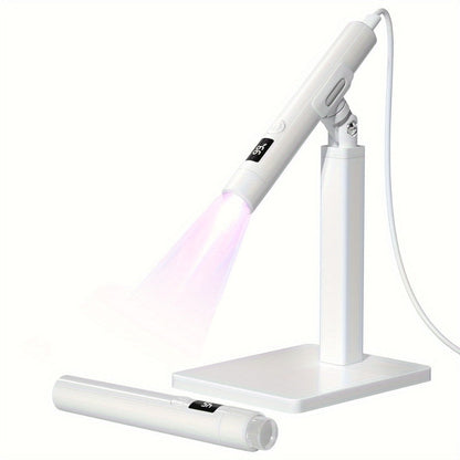 Gel Nail Lamp 360° Rotating Head with Digital Timer 45s/60s & Bonus Nail Stamp – USB Powered LED Gel Polish Curer with Condenser Lens for Home Manicure & Nail Art, White Pink