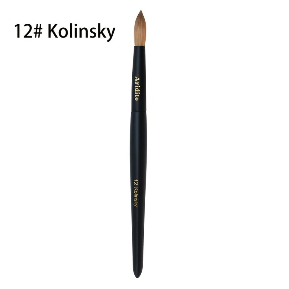 Kolinsky Nail Brush Round Head for Acrylic Extensions – Professional Black Wooden Handle Nail Art Brush with Genuine Kolinsky Hair Bristles, Sizes #8 #10 #12 #14 #16 #18 for Salon & Home Manicure Women