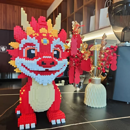3D Chinese Dragon Model Assembly Set 4500pcs – DIY Build Mixed Color PP Festive Holiday Display Decoration Halloween Thanksgiving Christmas Easter School Home Decor Dragon Lover Gift Model 8843