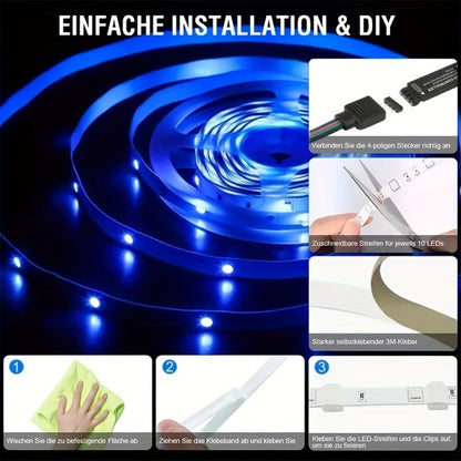 LED Strip Lights Music Sync, RGB Color Changing LED Lights for Bedroom with Remote Control, USB Powered TV Backlight, DIY Smart Ambient Lighting for Room, Home, Party, Holiday Decor