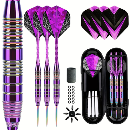 Steel Tip Darts Set 24g Professional Metal Dart Set with Extra Flights & Shafts for Dartboard