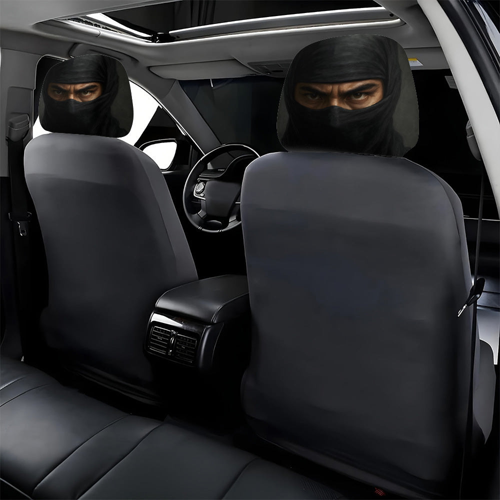 Set of 2 Headrest Covers Featuring a Mysterious Ninja Design, Perfect for Enhancing Your Car'S Interior. These Unfilled Covers Are Suitable for All Vehicles And Are Great for Long Journeys, Road Trips