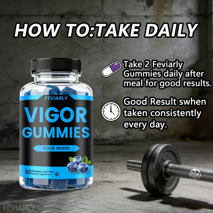 Men's Performance Gummies with Shilajit, Maca & Blueberry – Fast-Acting Male Drive, Strength & Stamina Supplement | Blue Chew Gummies for Men | 60, 120 or 180 Count