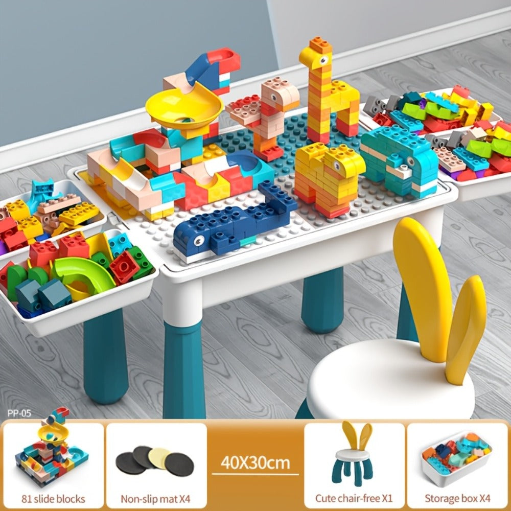 Kids Activity Table Building Blocks LEGO Compatible Play Table for Toddlers – Durable ABS Plastic Space-Saving Corner Design, Birthday Christmas Gift for Boys Girls Ages 3+