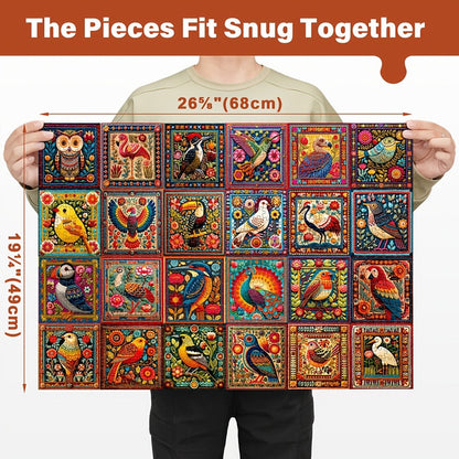 1000 Piece Bird Puzzle for Adults Bird Crochet Design – Challenging Animal Jigsaw with Letters on Back, Family Game Night Home Decoration Wall Art, Birthday Christmas Gift for Bird Lovers Men & Women
