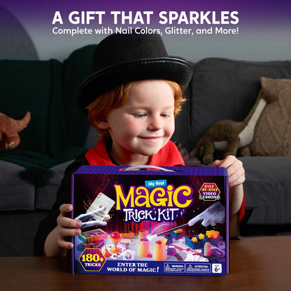 180+ Magic Tricks Kit for Kids – Complete Magician Starter Set with Step-by-Step Video Lessons, Magic Wand, Illusion Cards & Classic Props | Birthday Christmas Gift for Boys Girls Ages 6+
