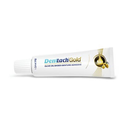 Denture Adhesive Cream Zinc-Free Olive Oil Formula – All Day Strong Hold for Full & Partial Dentures Petroleum-Free Non-Toxic Denture Glue 2.4 oz Secure Comfortable Fit for Seniors Daily Use