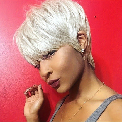 Short Pixie Cut Wig with Bangs Women Synthetic Hair 4 Inch | Lightweight Layered Natural Look | Multi-Color Halloween Cosplay Christmas Party Everyday Wear